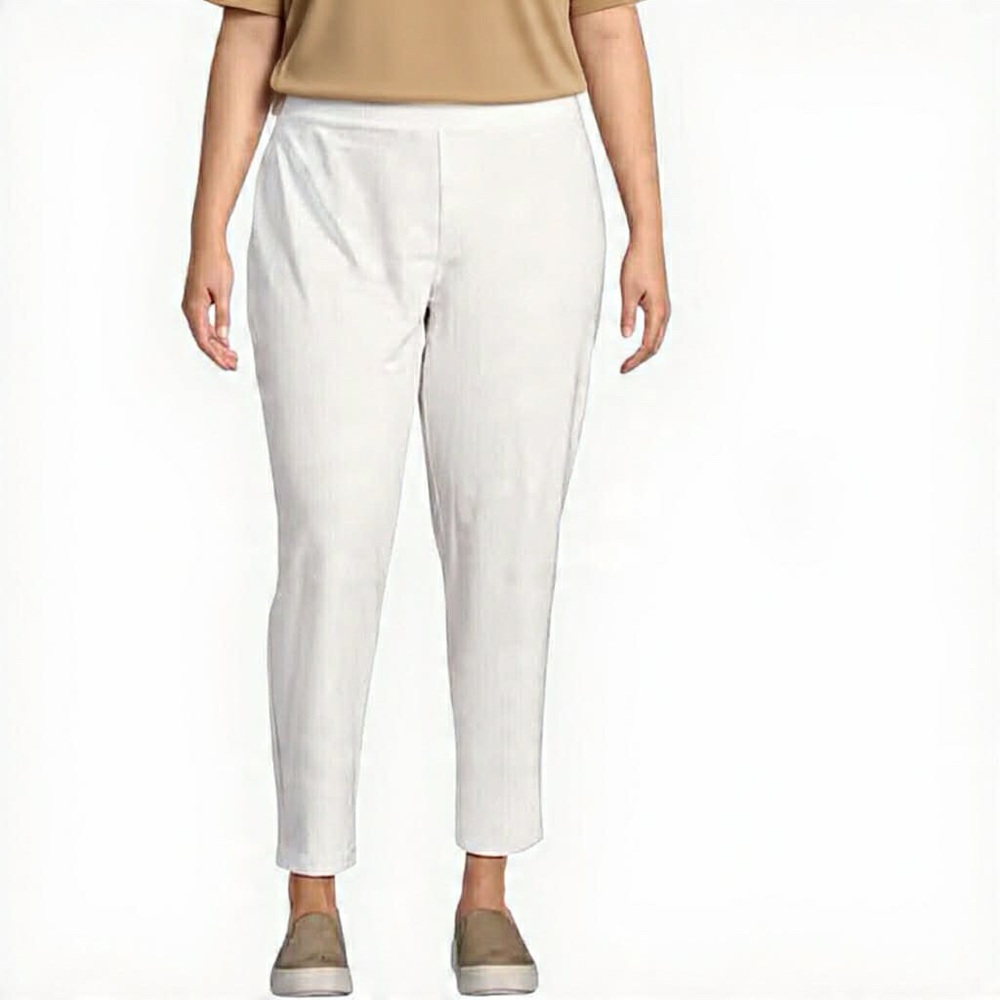 Eileen Fisher Washable Stretch Crepe Slim Leg Ankle Pants White Pull On Size 3X